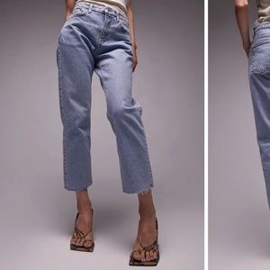 Topshop Raw Hem Crop Straight Leg Jeans